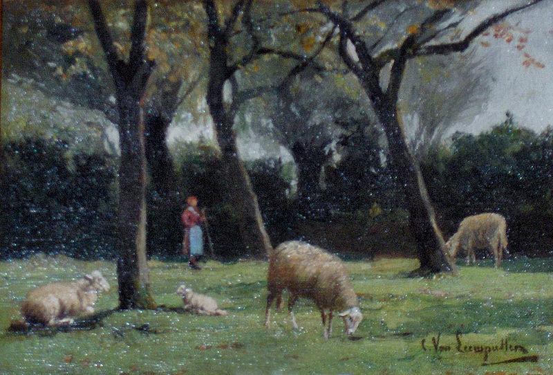 unknow artist Shepherdess with sheep oil painting image